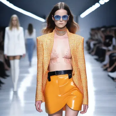 She irreverently disregarded the current trends and walked down the runway wearing a completely unconventional outfit.