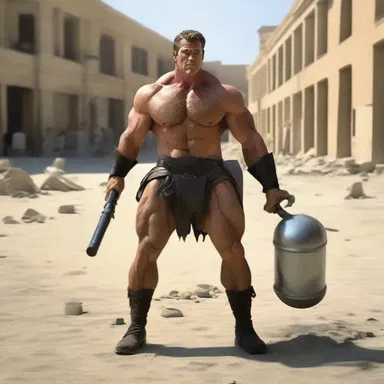 In the action movie, the broad-shouldered hero effortlessly lifted heavy objects.