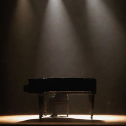 An accomplished pianist immersed in playing a grand piano on a beautifully lit stage