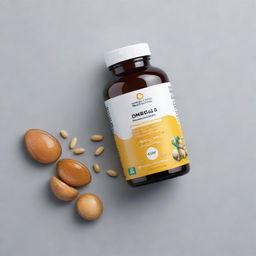 Design a visually compelling advertisement image featuring Omega 3-6-9 supplements, emphasizing their health benefits, with a modern and clean aesthetic.