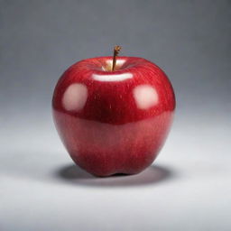 A vividly ripe red apple, perfectly round with a glossy surface reflecting light. It sits isolated, casting a subtle shadow beneath it.