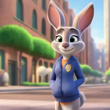 The animated film Zootopia features a leporid character named Judy Hopps, who becomes the first rabbit police officer in a city inhabited by anthropomorphic animals.