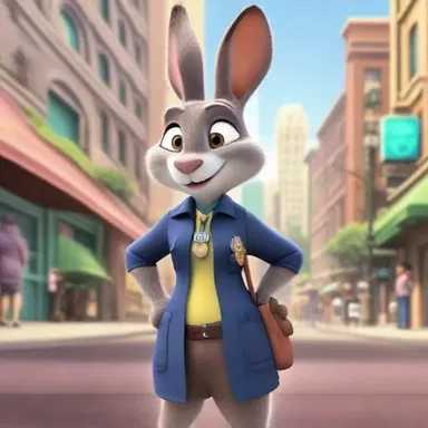 The animated film Zootopia features a leporid character named Judy Hopps, who becomes the first rabbit police officer in a city inhabited by anthropomorphic animals.