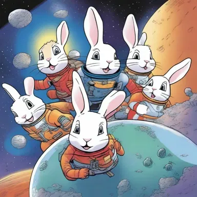 The comic book series Bunny Rabbits in Space follows the adventures of a group of leporids who travel through the galaxy in their spaceship.