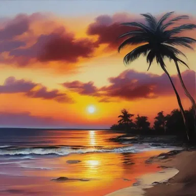 The untouchable beauty of the sunset inspired the artist to create a breathtaking painting.