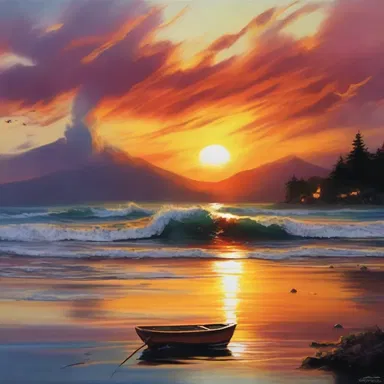 The untouchable beauty of the sunset inspired the artist to create a breathtaking painting.