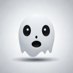 A ghost emoticon, characterized by its cute, spooky aesthetics with a friendly and playful disposition. It should be minimalistically designed, primarily white, with whimsical, humorous eyes and a small, mischievous smile.