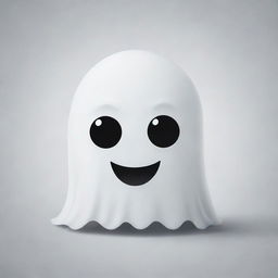 A ghost emoticon, characterized by its cute, spooky aesthetics with a friendly and playful disposition. It should be minimalistically designed, primarily white, with whimsical, humorous eyes and a small, mischievous smile.