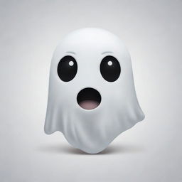 A ghost emoticon, characterized by its cute, spooky aesthetics with a friendly and playful disposition. It should be minimalistically designed, primarily white, with whimsical, humorous eyes and a small, mischievous smile.