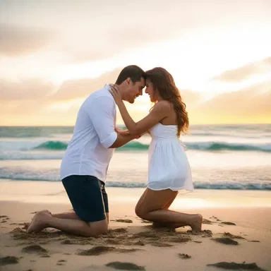 He proposed to her on their favorite beach at sunset; for sure, it was an unforgettable moment.