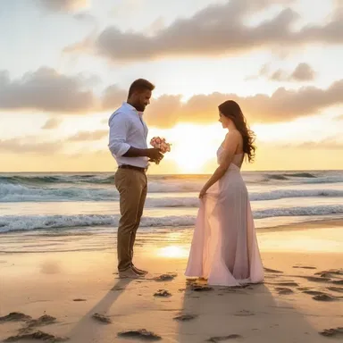 He proposed to her on their favorite beach at sunset; for sure, it was an unforgettable moment.