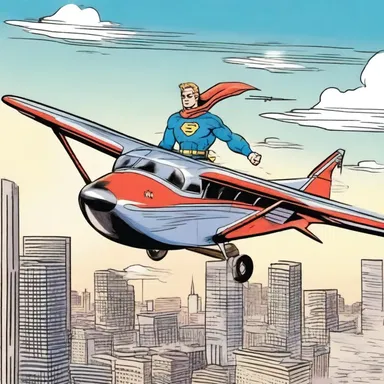 In the comic book series, the superhero's daring rescue leads to a dramatic plane prang.