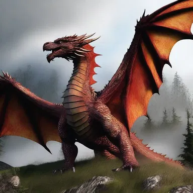 The dragon pranged its massive wings, creating gusts of wind that knocked down trees.