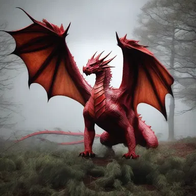 The dragon pranged its massive wings, creating gusts of wind that knocked down trees.
