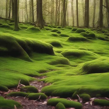 In the novel, the author described the ground-hugging moss that covered the forest floor.