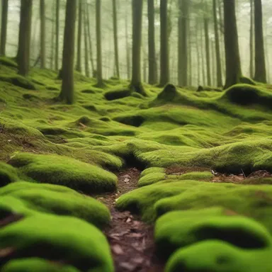 In the novel, the author described the ground-hugging moss that covered the forest floor.