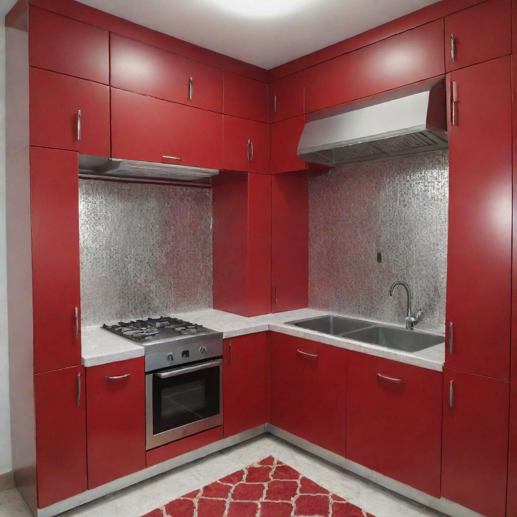 A red Moroccan aluminum kitchen with a 3x3 meter annex