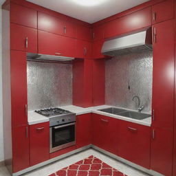 A red Moroccan aluminum kitchen with a 3x3 meter annex