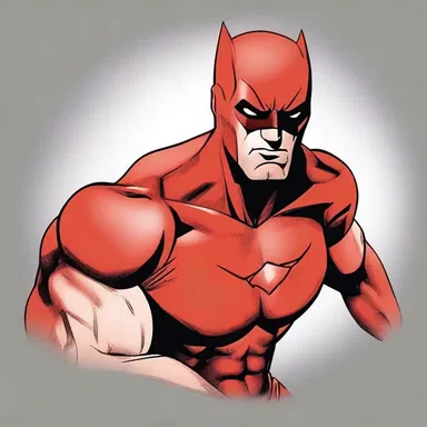 The superhero's cuspidated ears gave him a fierce and intimidating appearance.