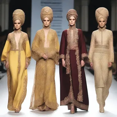 The designer collection showcased intricate turbans and robes inspired by the regal attire of Turkish pachas.