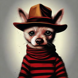 A digital art image of Freddy Krueger reimagined as a dog