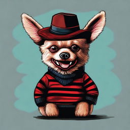 A digital art image of Freddy Krueger reimagined as a dog