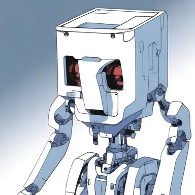 The futuristic robot in the anime series had a cube-shaped head that added to its unique and robotic appearance.
