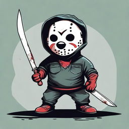 This is a high-quality digital art image that creatively transforms Jason Voorhees into a dog