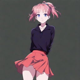 This is a digital art image of a cute anime girl in a full-body view