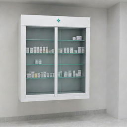 Modern medicine cabinets for pharmacies in Iraq, as envisioned for the year 2024.