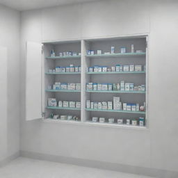 Modern medicine cabinets for pharmacies in Iraq, as envisioned for the year 2024.