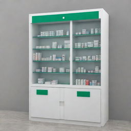 Modern medicine cabinets for pharmacies in Iraq, as envisioned for the year 2024.