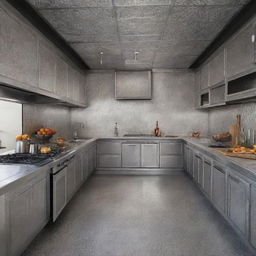 A futuristic Moroccan kitchen of the year 2024, featuring aluminum accents, measuring 4x4 meters.