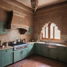 A traditionally styled Moroccan kitchen with a deluxe annex in the year 2024.