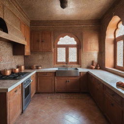 A traditionally styled Moroccan kitchen with a deluxe annex in the year 2024.