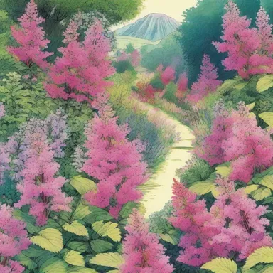 In the comic book, the protagonist's enchanted garden was adorned with vibrant astilbe flowers.