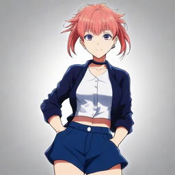 A full-body digital art image of a cute anime girl