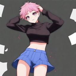 A full-body digital art image of a cute anime girl