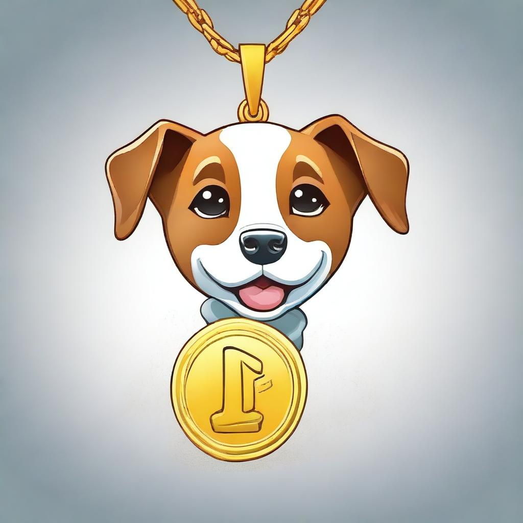 A high-quality digital art of a cute and playful dog, with a shiny one-dollar coin tag hanging from its collar