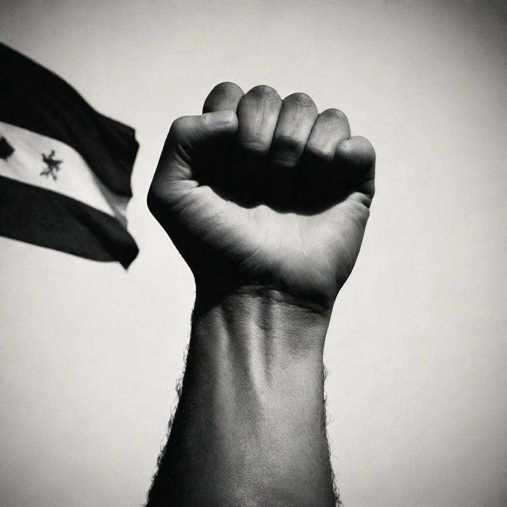 An image depicting rebel symbolism, such as a raised fist or flag, with a dramatic, insurgent atmosphere.