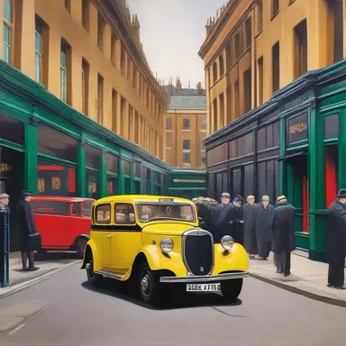 The painting showcased a vibrant portrayal of a hackney carriage traveling through the bustling streets of London.