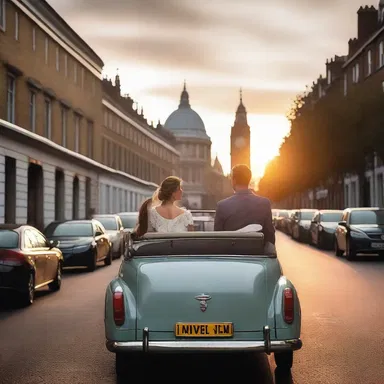 As the sun set over the city, the couple shared a romantic ride in a hackney carriage, enjoying the scenic view together.