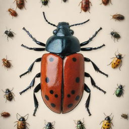 A gallery of high-definition, carefully illustrated Coleoptera (beetles) showcasing their distinct shapes, vibrant colorations, and intricate patterns.