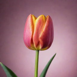 A perfect tulip glowing with vibrant colors against a contrasting, serene background.