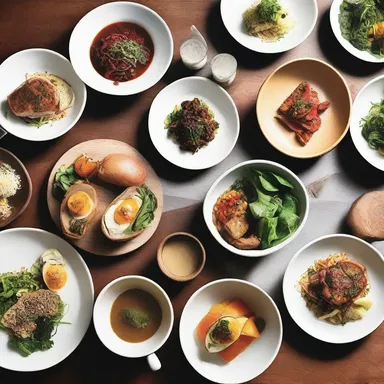 The modern repast consisted of a carefully curated selection of organic dishes, fit for a trendy health-conscious crowd.