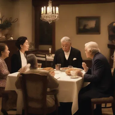 As the final scene unfolded, the protagonists shared a heartfelt repast, symbolizing their reunion and reconciliation after years of separation.