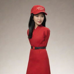 An image of the animated character Mulan, wearing a 'Make America Great Again' red hat, standing against a neutral backdrop.