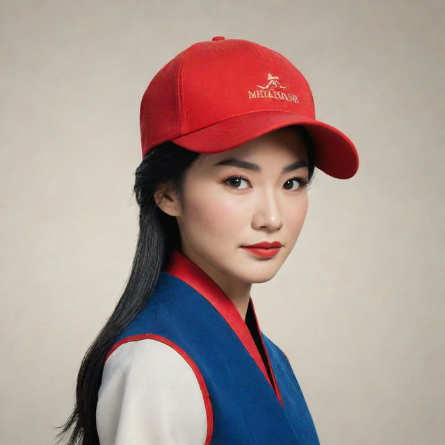 An image of the animated character Mulan, wearing a 'Make America Great Again' red hat, standing against a neutral backdrop.