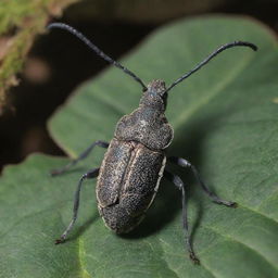 A detailed and realistic rendition of Rhynchites Hungaricus (a species of weevil) in its natural environment, highlighting its unique body structure, coloration, and texture.