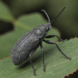 A detailed and realistic rendition of Rhynchites Hungaricus (a species of weevil) in its natural environment, highlighting its unique body structure, coloration, and texture.